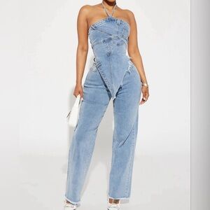 Women’s Fashion Nova Next Level Denim Pant Matching Set Size Small Light Wash
